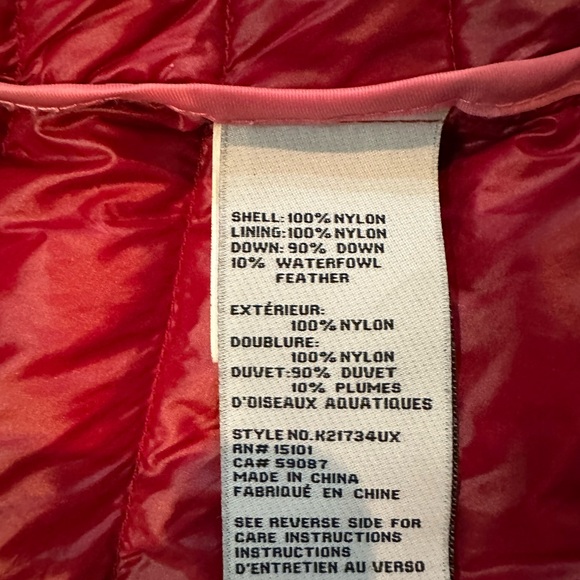 Kate Spade lightweight down packable red hooded puffer jacket Quilted down lined - Picture 7 of 9